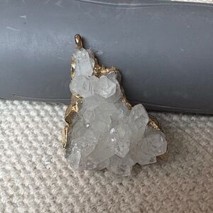 White quartz Cluster with Gold Trim charm